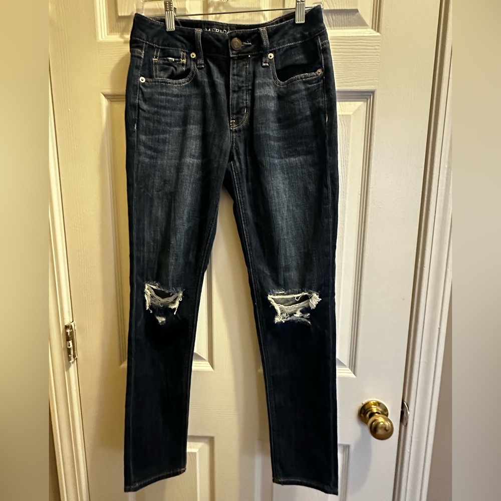 American Eagle Outfitters Dark Wash Ripped Skinny Jeans